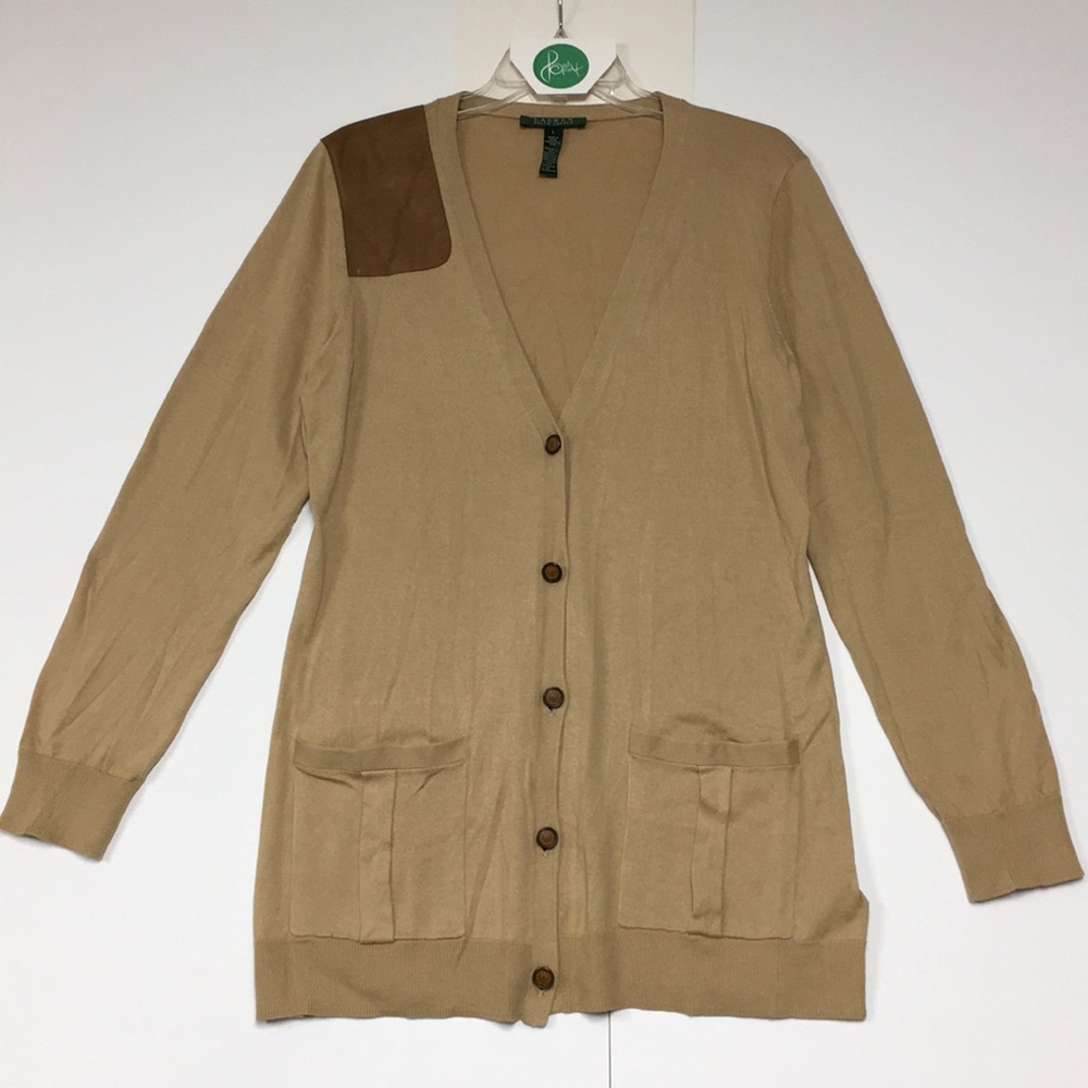 Ralph Lauren Cardigan with shoulder patch, Size L